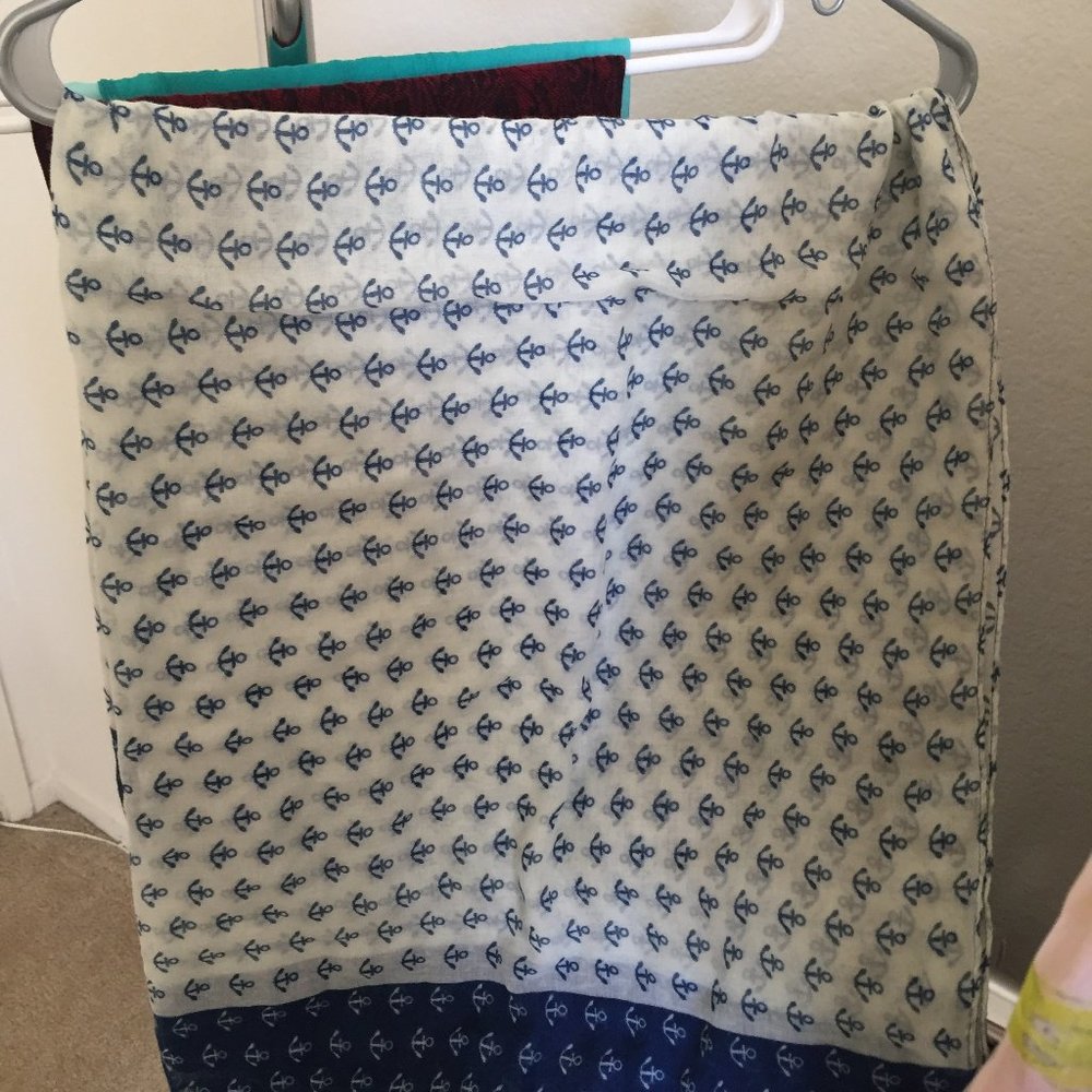 Blue and white anchors scarf